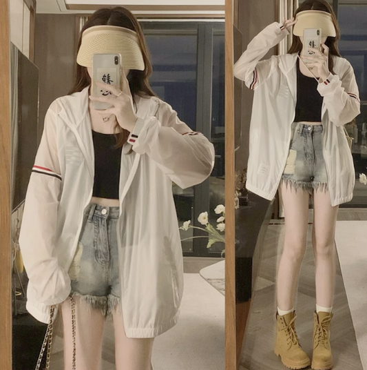 Fashion sun protection clothes women 2025 summer new medium long breathable anti-ultraviolet loose quick drying sun-protective clothing coat